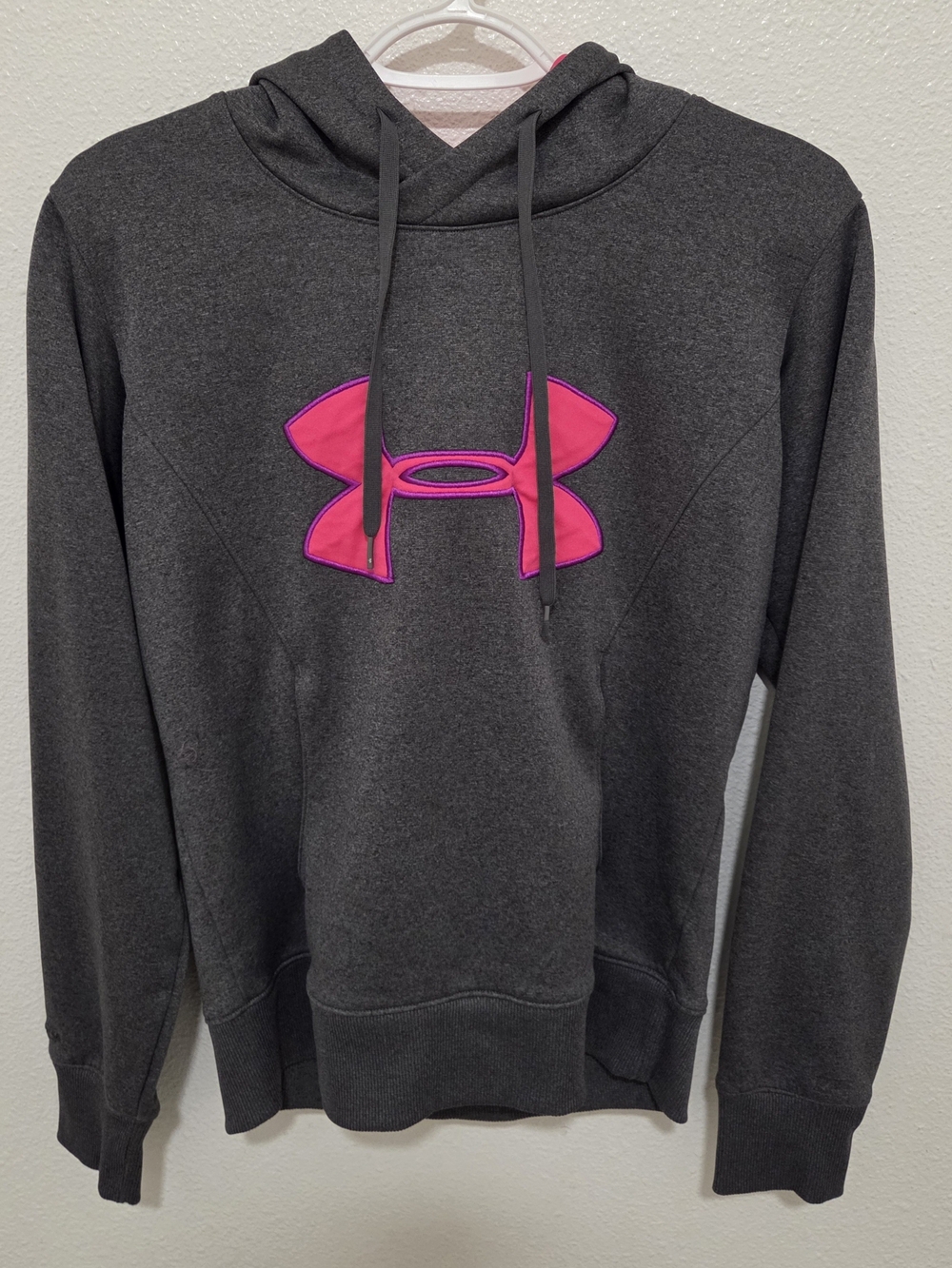 Under Armour Women’s Dark Gray Hoodie with Bright Pink Logo